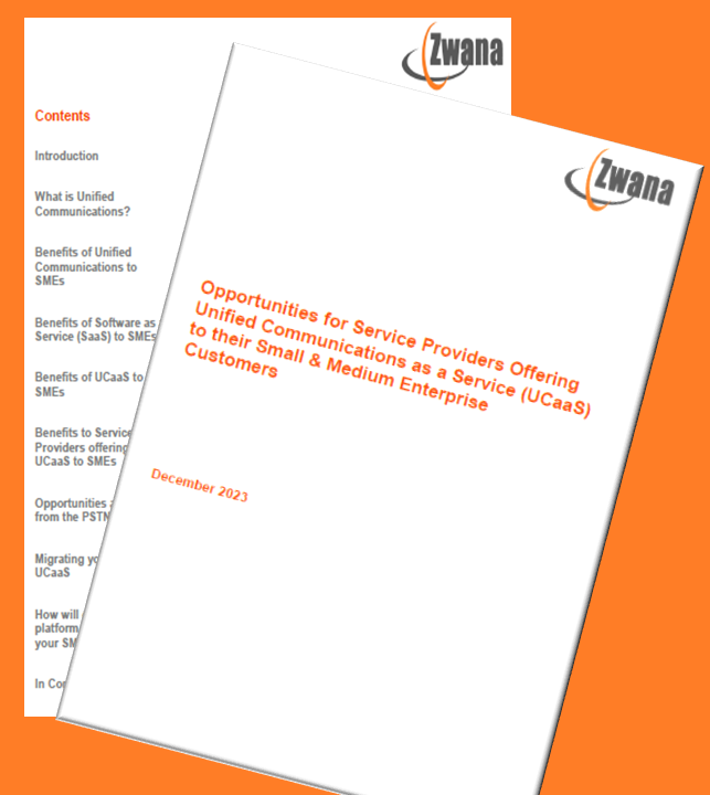 An image showing the cover and content pages of this white paper on the opportunities for service providers such as telcos, ISPs and system integrators who offer their clients our unified communications as a service (UCaaS) platform