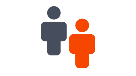 Image of 2 people icons representing the inter personal collaboration and communication benefits our UCaaS integration brings Enswitch softswitch users